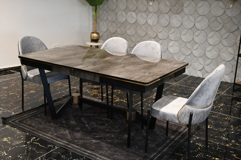 שולחן חום תורקי עם כורסאות תורקי אפור